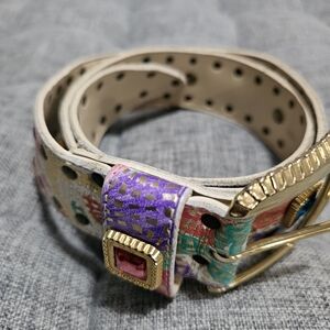 Native Vintage Colorful Women's Belt with Gold Buckle